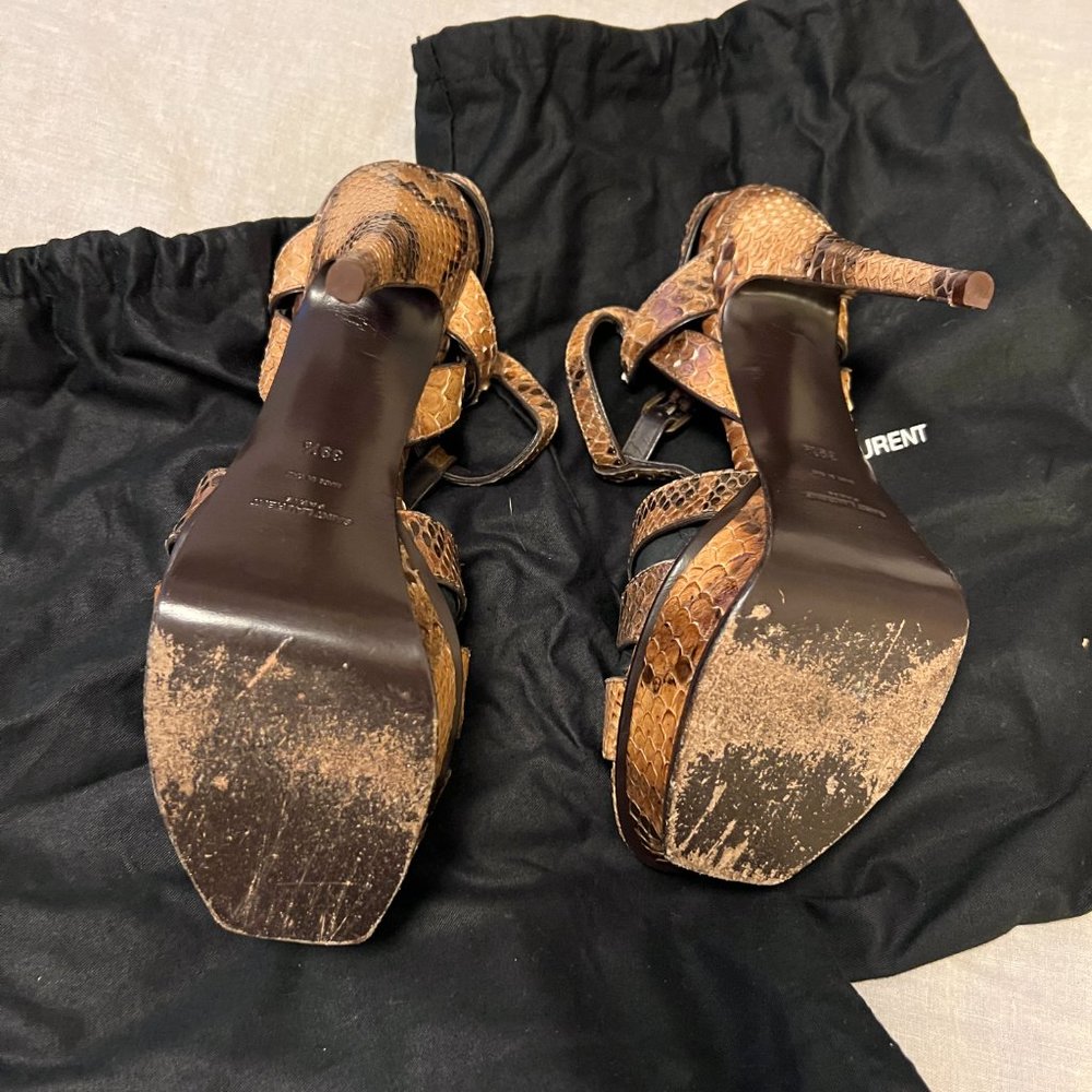 SAINT LAURENT PYTHON TRIBUTE SANDALS - Size 39.5 - Full Set - Picture 9 of 13